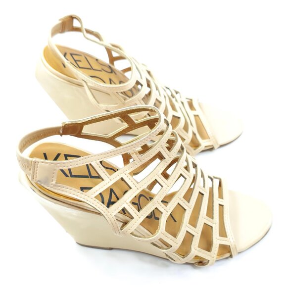 Kelsi Dagger Women's "Eris" Tan Open-Toe Slingback Wedge Sandals - Picture 6 of 14